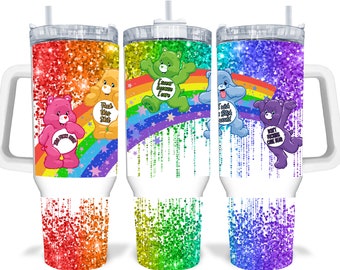 Naughty Swear Bear Glitter Cartoon 40oz Sublimated Quencher Tumbler