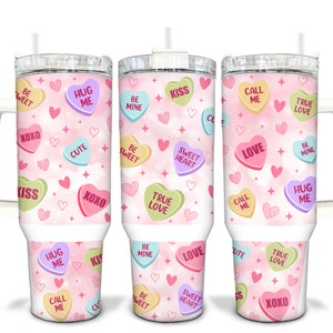 Valentines Day Hearts Sublimated 40oz Quencher Tumbler