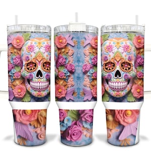 Sugar Skull Sublimated 40oz Quencher Tumbler