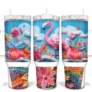 Flamingo Sublimierte 40 Unzen Quencher Tumbler