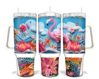 Flamingo Sublimated 40oz Quencher Tumbler