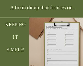 Brain dump, ADHD Brain dump, Simplified Brain dump, Daily to do, Printable, Digital