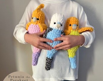 Petunia The Parakeet Pattern, crochet bird pattern only