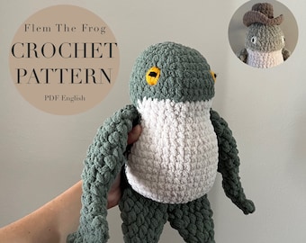 Flem The Frog Pattern, crochet frog & accessories pattern only