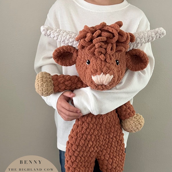Benny The Highland Cow Pattern, crochet highland cow pattern only (not beginner friendly)