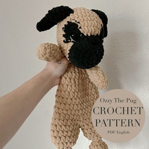 Ozzy The Pug Pattern, crochet pug pattern only