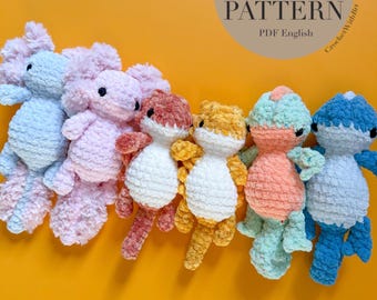 ABC-patroonbundel | Haakpatronen axolotl, baardagaam en kameleon | 3-in-1-patroon | GEEN NAAIEN