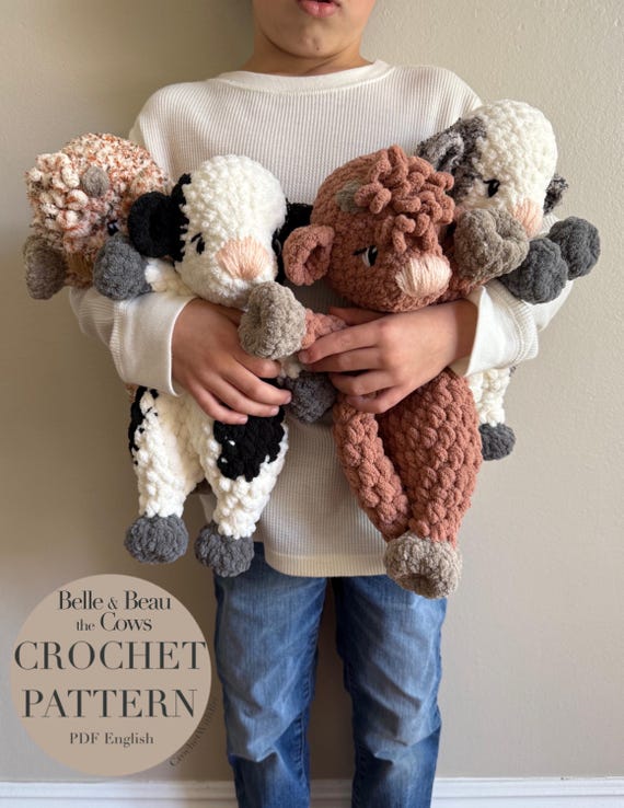 Belle and Beau The Mini Cows Pattern | crochet cow and highland cow patterns only