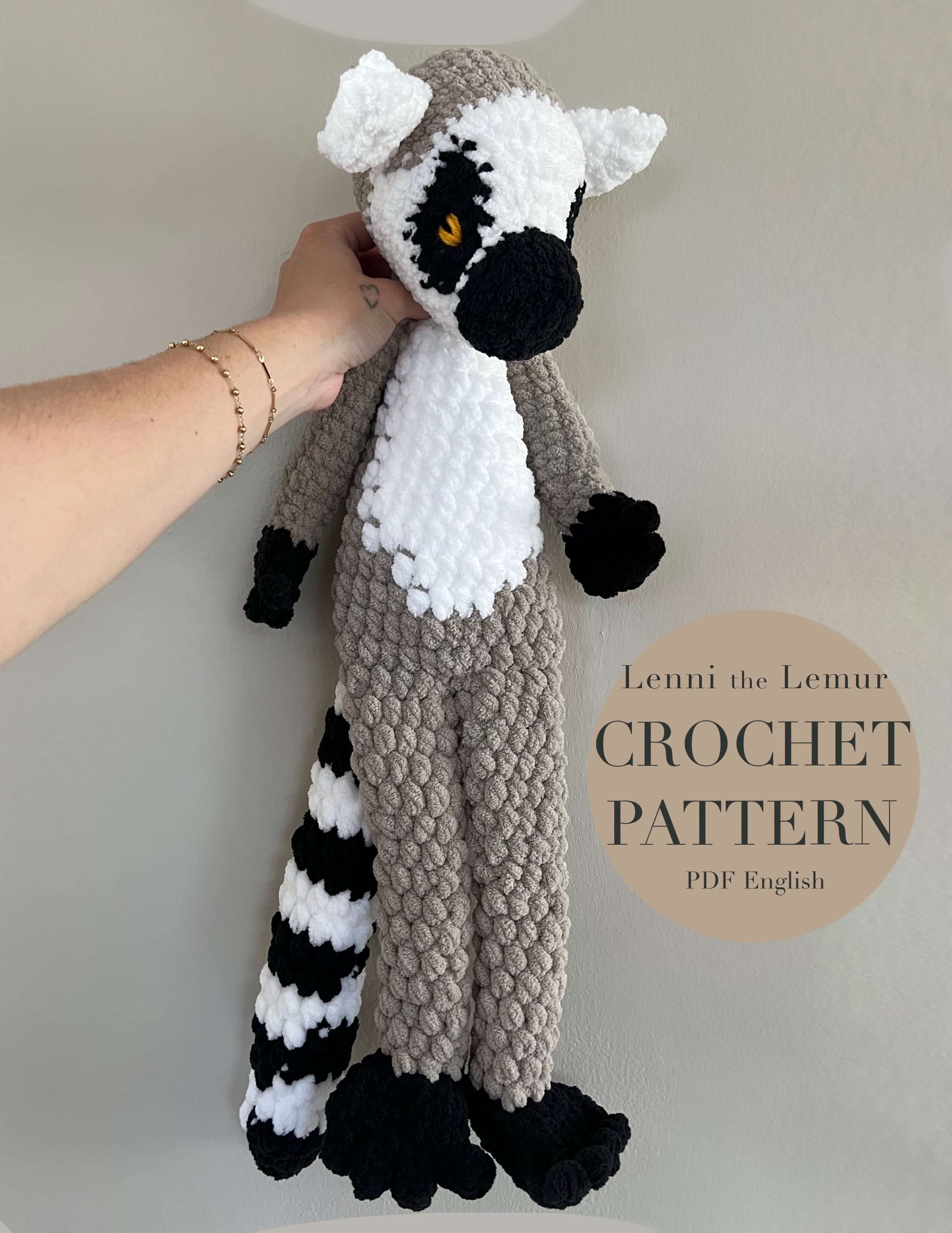 Lenni The Lemur Pattern, crochet lemur pattern only