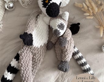 Lenni and Lilly the Lemurs Pattern | crochet big and mini lemur patterns only