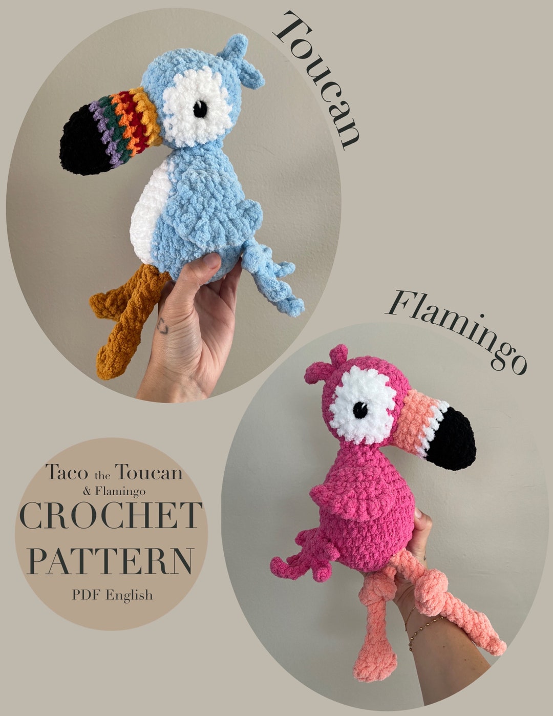 Taco the Toucan (&flamingo) Pattern, Crochet Toucan and Flamingo Pattern  Only - Etsy