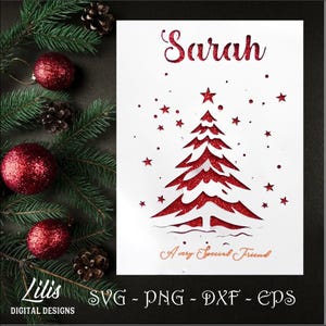 SVG Weihnachtsbaum-Karte - Ein ganz besonderer Freund - Laser, Plotterdatei - Einlage mit sentimentalem Wortlaut