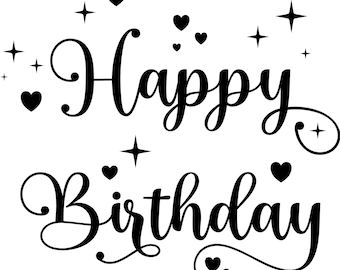 Happy Birthday SVG | PNG | EPS files with stars and hearts design