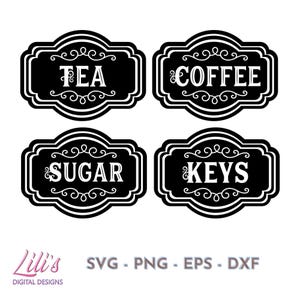Vintage style labels for kitchen storage jars - Personalised if required several high quality formats including SVG and EPS