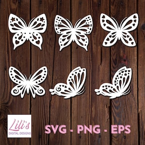 Papillon SVG, silhouette de papillon, modèle de papillon, décor de papillon, papillon de papier. Modèle de papillon en couches, Cricut Butterfly