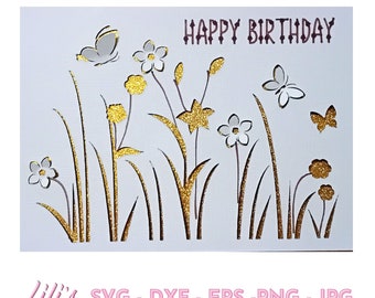 Wildflower Birthday Card SVG – Cricut, Silhouette (Digital File)