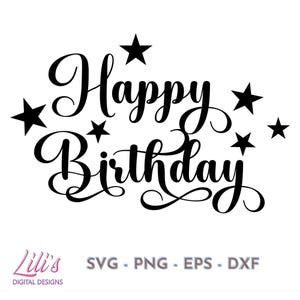 Alles Gute zum Geburtstag SVG | PNG | EPS-Dateien mit Sternen