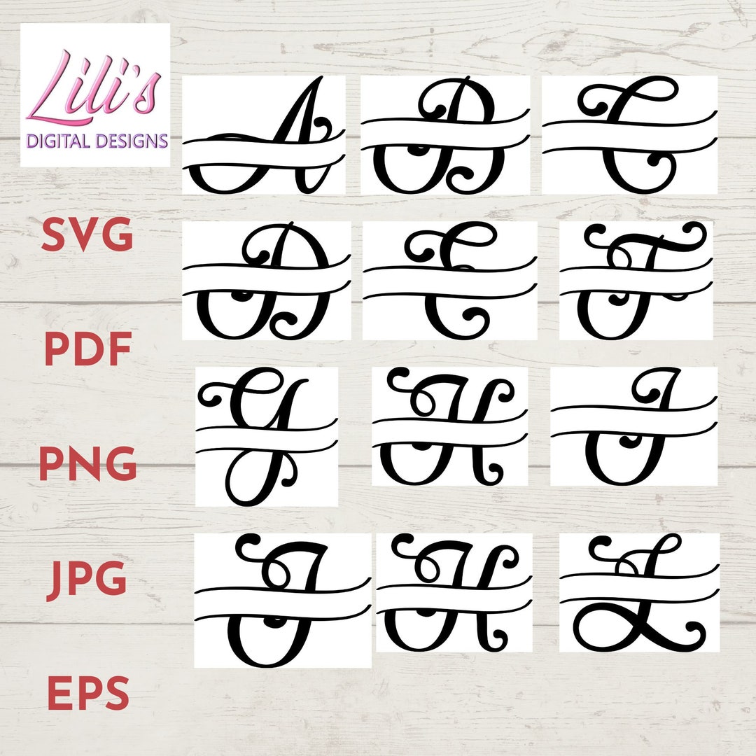 Split Lettering Monogram Script Style SVG - Cricut - Sublimation ...