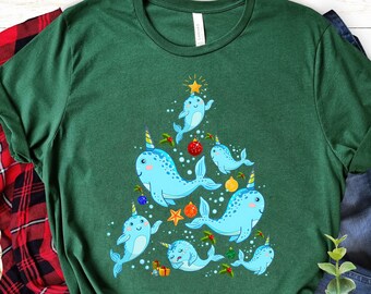 Cute Narwhal Christmas T Shirt, Narwhal Christmas T-shirt, Narwhal Christmas Sweatshirt, Narwhal Christmas Long Sleeve, Hoodies