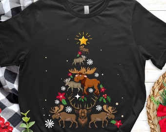 Funny Moose christmas tree shirt,Moose Christmas Sweatshirt, Moose Loves Sweater, Moose Reindeer Shirt, Moose Shirt Christmas