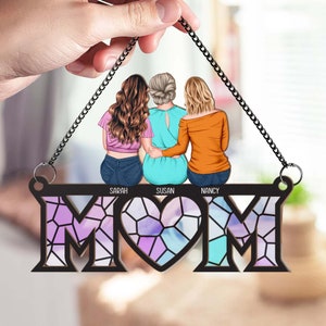 Personalized Mother & Daughter Suncatcher, Mother's Day Gift, Custom Family Name Suncatcher, Window Hanging Home Decor, Suncatcher Ornament