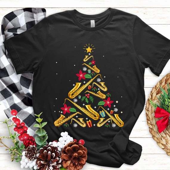 Saxophone Christmas Ornament Tree Funny Player Xmas Gift T-Shirt Saxophone Christmas Ornament Tree Funny Player Xmas Gift T-Shirt