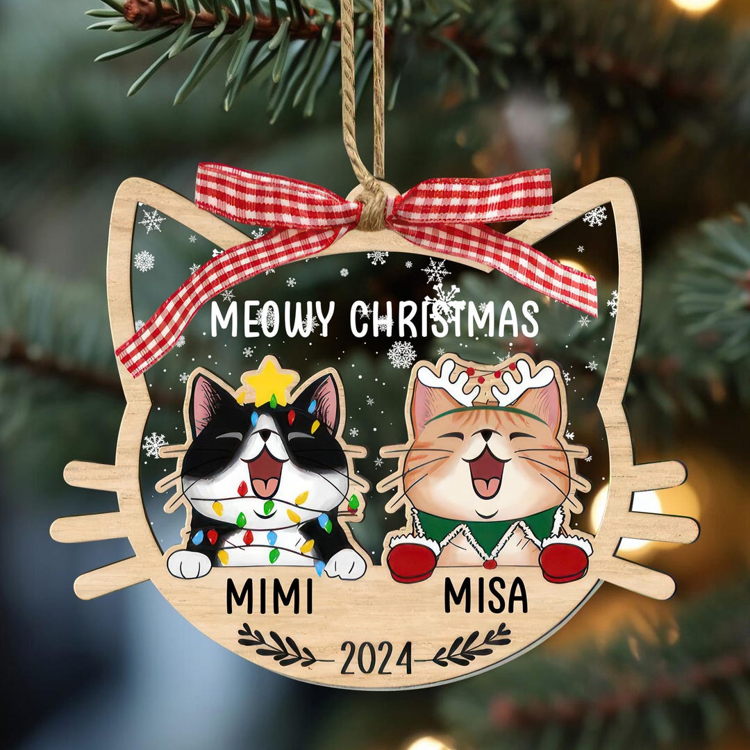 Custom Cat Ornament Meowy Christmas Human