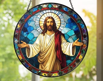 Jesus Stained Glass Suncatcher: Christian Home Decor, Easter Gift