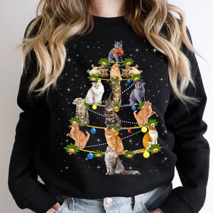 Ugly Christmas Sweatshirt Cat Owner Cat Sweater Cat Christmas Sweater for Christmas Unisex,Christmas Sweatshirt, Womens Christmas Sweatshirt