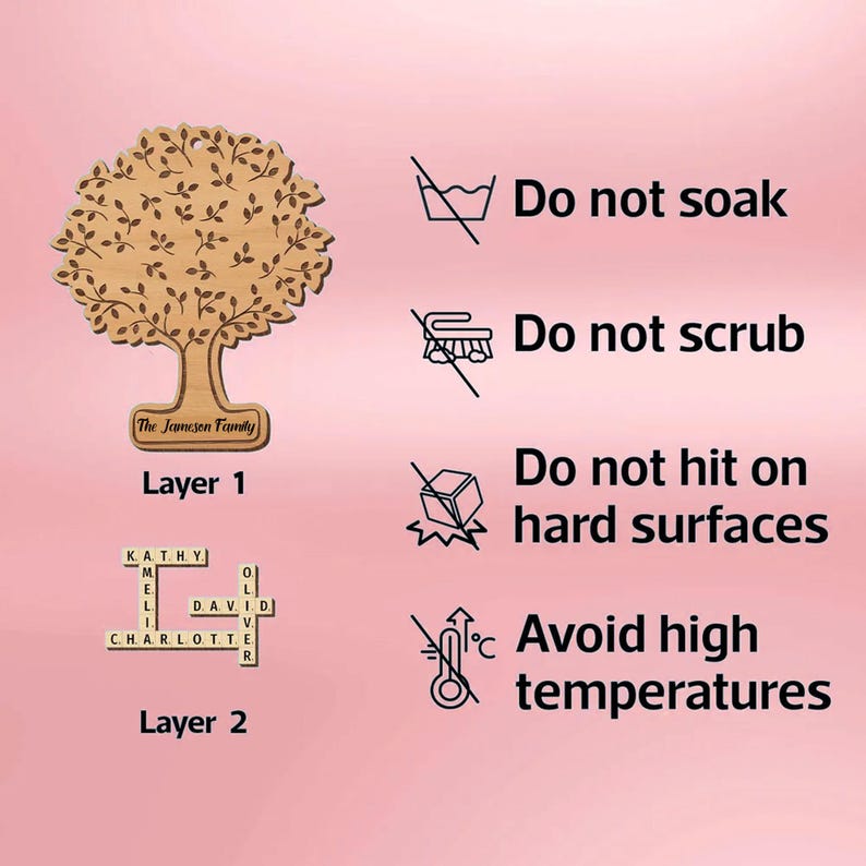 Personalized Crossword Christmas Ornaments, Custom Family Name