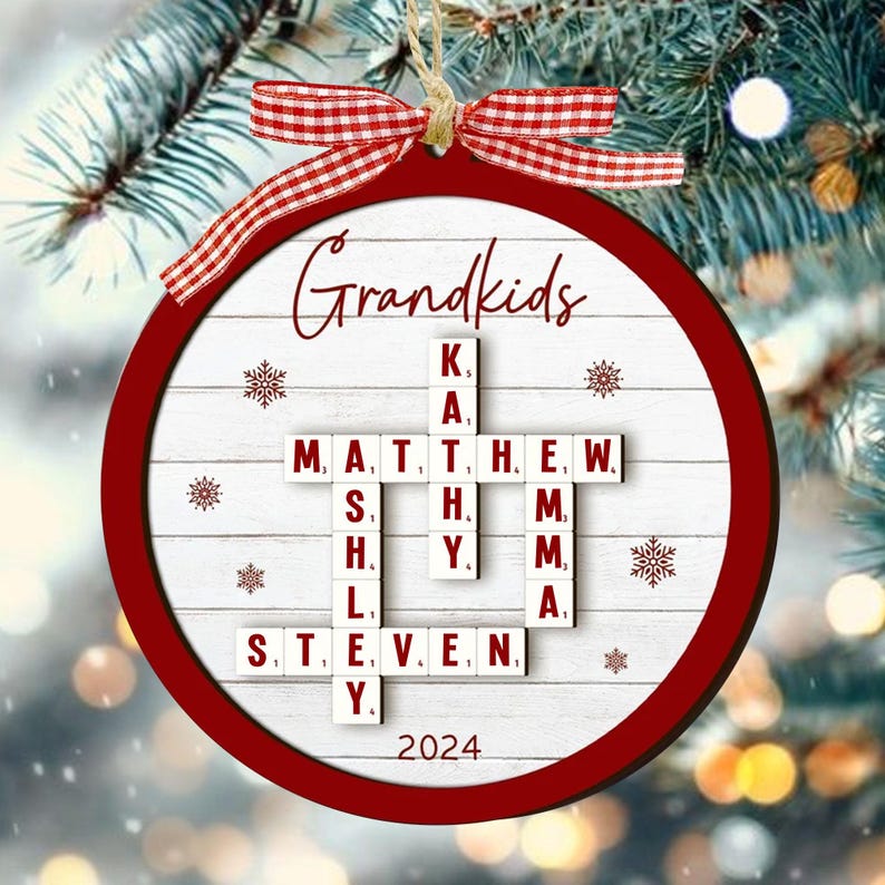 Personalized Family Crossword Puzzle Ornament, Custom Name Puzzle