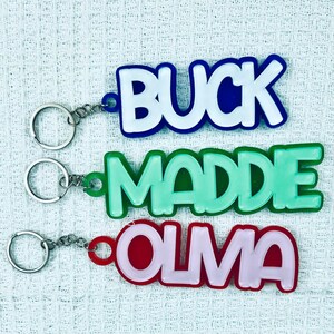 Personalized Acrylic Name Tag, Backpack Name Tag, Diaper Bag, Kids Name Keychain,  Custom Name Keychains, Lunchbox Name Tag, School Bag Tag