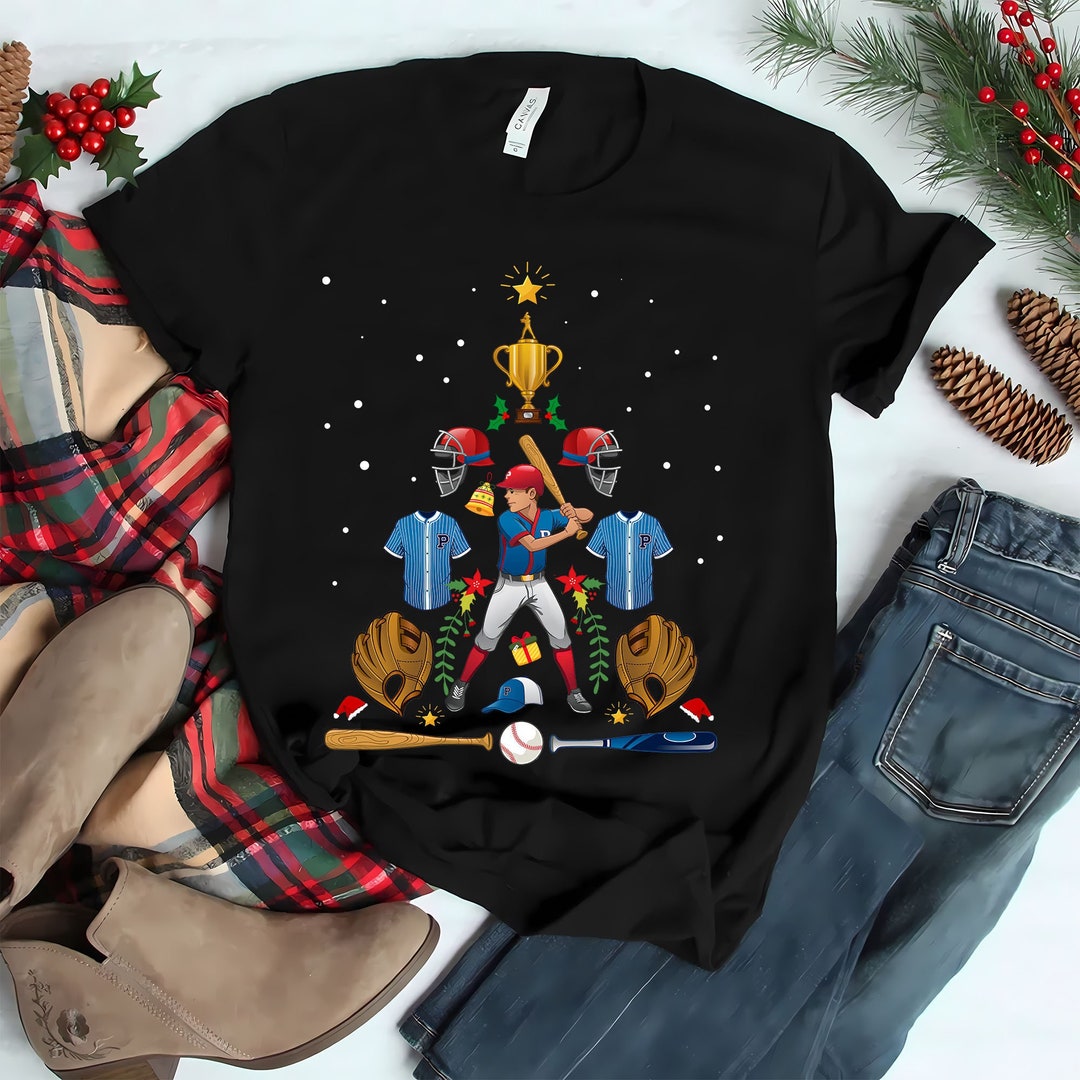 Baseball Christmas Tree Baseball Xmas Gift T Shirt Baseball Etsy