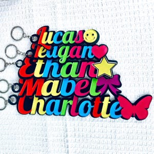 Cute Personalized Name Tag for Backpack, Backpack Name Tags, Kids Name Keychain, Diaper Bag Name Tag ,Custom Lunch Box Tag, School Bag Tag