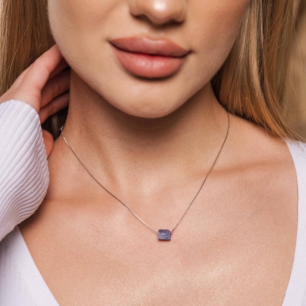 Tanzanite Necklace by Ettno | Raw Tanzanite Pendant | December Birthstone | Tanzanite Gemstone Necklace | Sterling Silver, Gold, Rose Gold