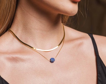 Lapis Lazuli Necklace by Ettno | September Birthstone | Raw Lapis Lazuli Necklace |  Sterling Silver, 18K Gold, Rose Gold