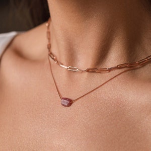 Pink Tourmaline Necklace by Ettno | Raw Pink Tourmaline Necklace | October Birthstone | Silver, Gold
