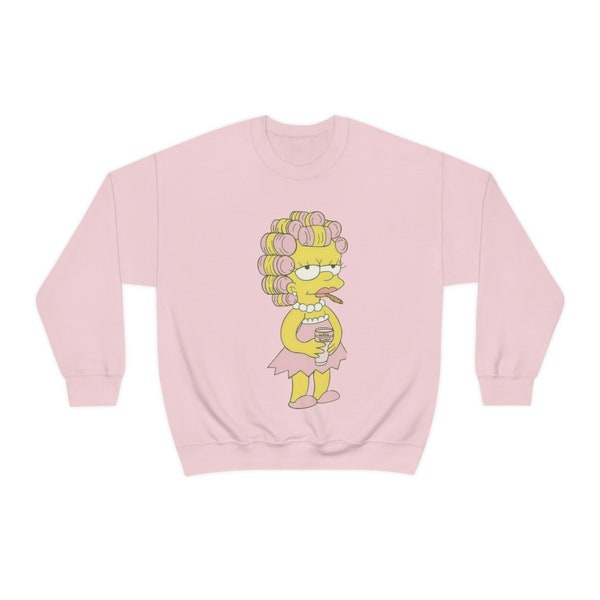 Sudadera con capucha de Lisa Simpson Wake Up Bake Up Slay Bitch Sudadera The Simpsons TV Show 420 Smoking Weed Queen Sudadera de cuello redondo de mezcla pesada unisex