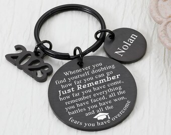 Personalized Graduation Keychain | Engraved with Inspirational Messages| Customizable Gift for Graduates to Celebrate Their Accomplishments