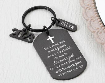 Custom Religious Keychain | Inspirational Graduation Gift | Bible Verse Gift | Faith-based Gift | Christian Keepsake | Stay Strong Reminder