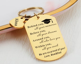 Personalized Graduation Keychain Gift, Behind You All Your Memories Before You, Medical Student Nursing School College Grad Gift High School