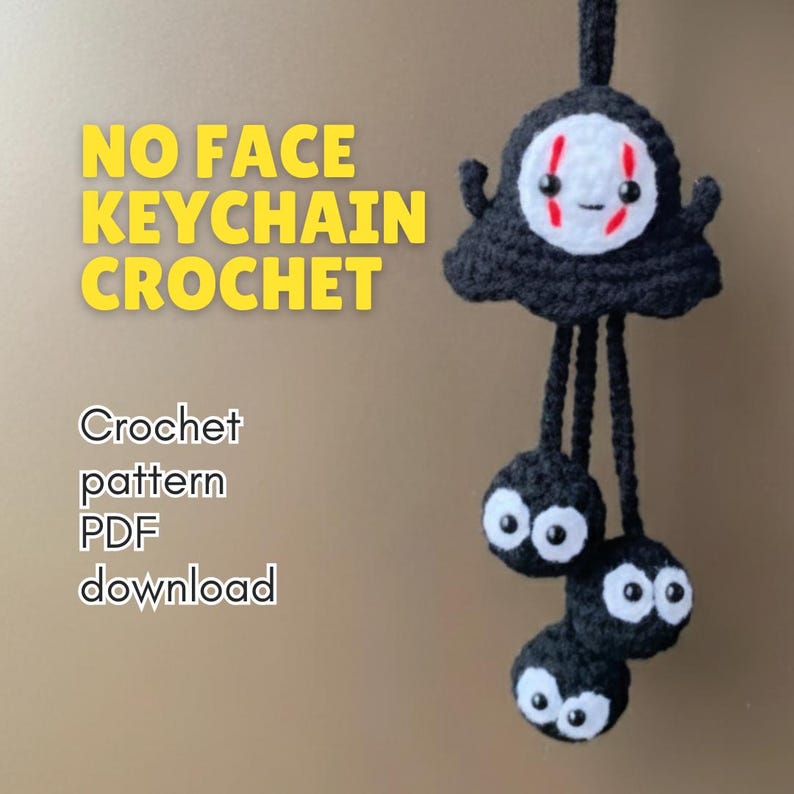 No Face Crochet Ghost Keychain Pattern | Soot Sprite PDF Tutorial - Etsy
