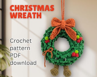 Amigurumi Christmas Wreath Crochet Pattern | Mini Xmas Ornament (PDF)