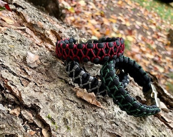 Hand Woven Paracord Bracelet with Hand Stitched Micro Cord