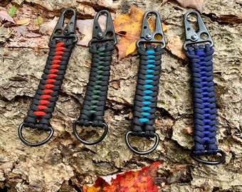 Premium Custom Handmade Two-Colored Snap Hook Tactical Paracord Keychain-Key Fob-Lanyard-Hunting-Hiking