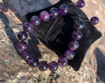 Handmade Purple Amethyst Beaded Bracelet: Adjustable Nylon Thread
