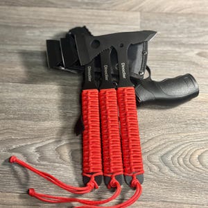 Handlindade taktiska kastyxor: Paracord-handtag, nylonslida - set om tre
