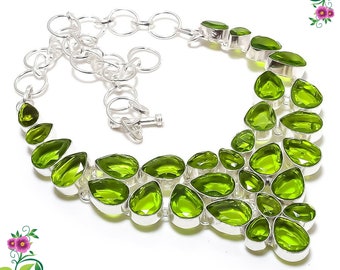 Peridot Gemstone Necklace, 925 Sterling Silver Necklace, Handmade Designer Women Necklace, Gift For Love