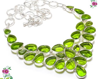 Peridot Gemstone Necklace, 925 Sterling Silver Necklace, Handmade Designer Women Necklace, Gift For Love