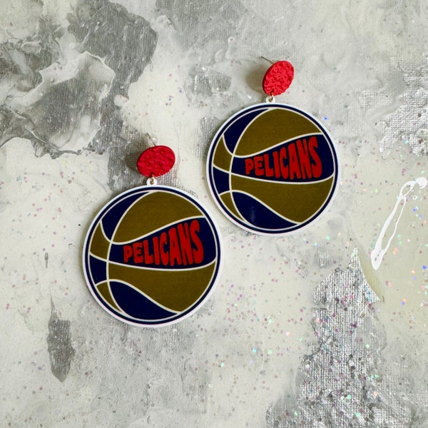 Pelicans Basketball Earrings | New Orleans Jewelry | NOLA | Go Pets | Lightweight | Game day | Saints |